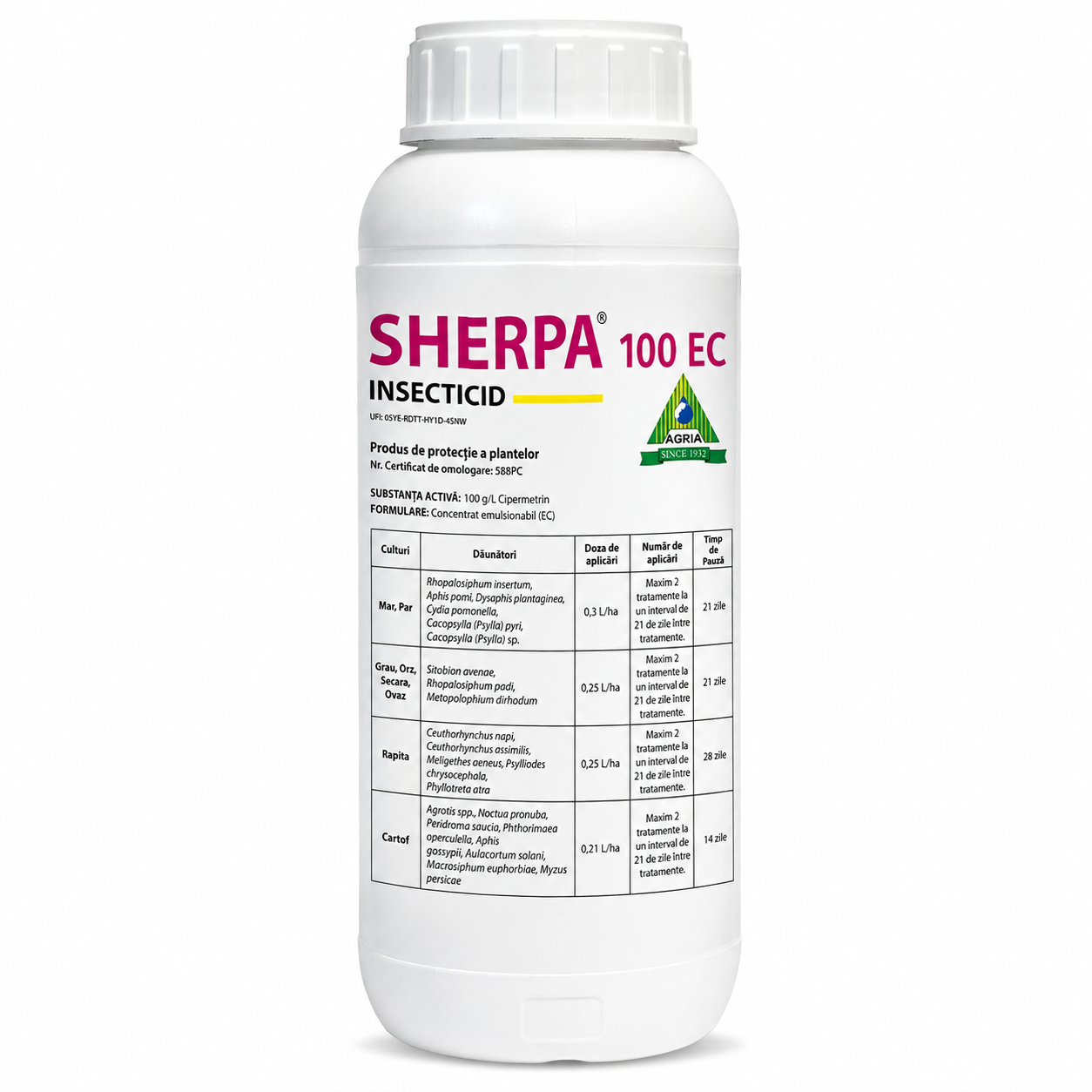 Sherpa 100 EC – 1 L - Insecticid profesional cu Cipermetrin 100 g/L pentru combaterea rapidă a dăunătorilor Sherpa 100 EC – 1 L - Insecticid profesional cu Cipermetrin 100 g/L pentru combaterea rapidă a dăunătorilor